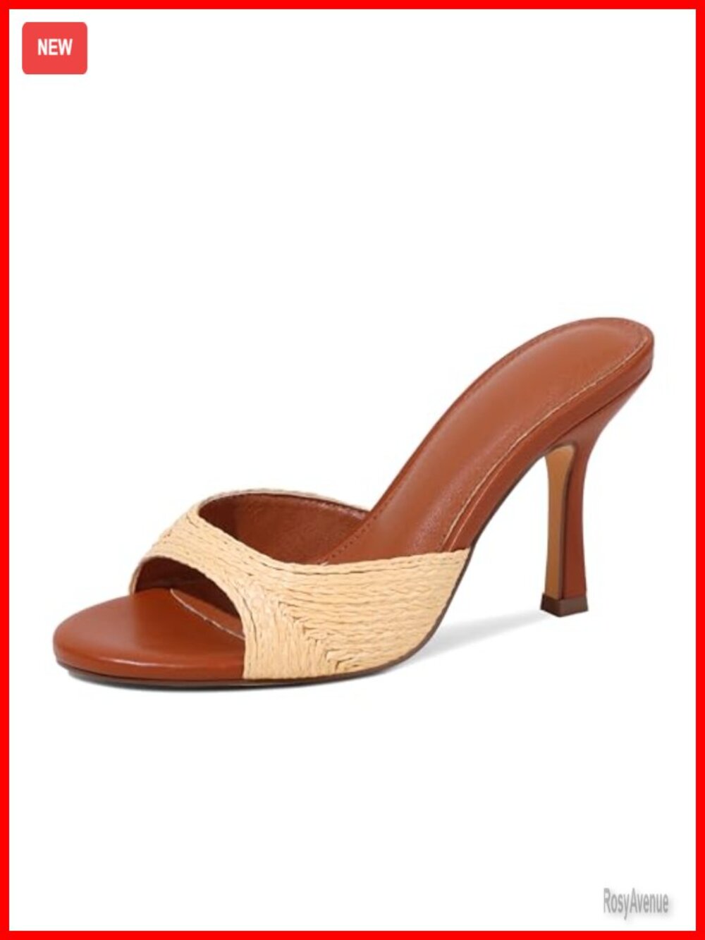 EQAUDES Women's Raffia Braided Open Toe Stiletto Heeled Sandals